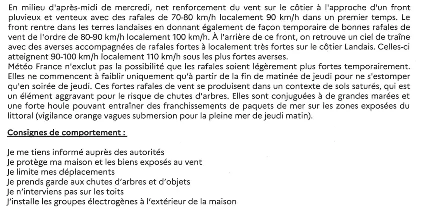 Alerte jaune vents violents - Site officiel de la commune d'Escource