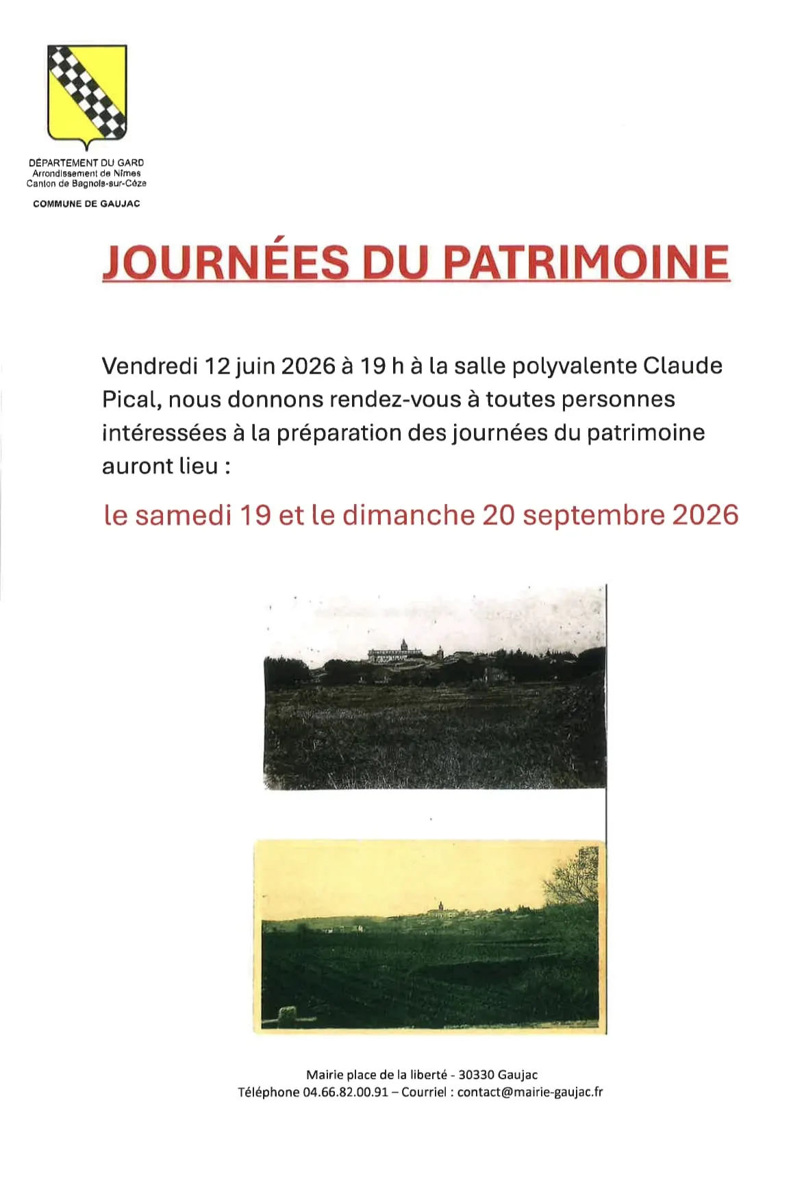 Journées européennes du patrimoine - Mairie de Gaujac
