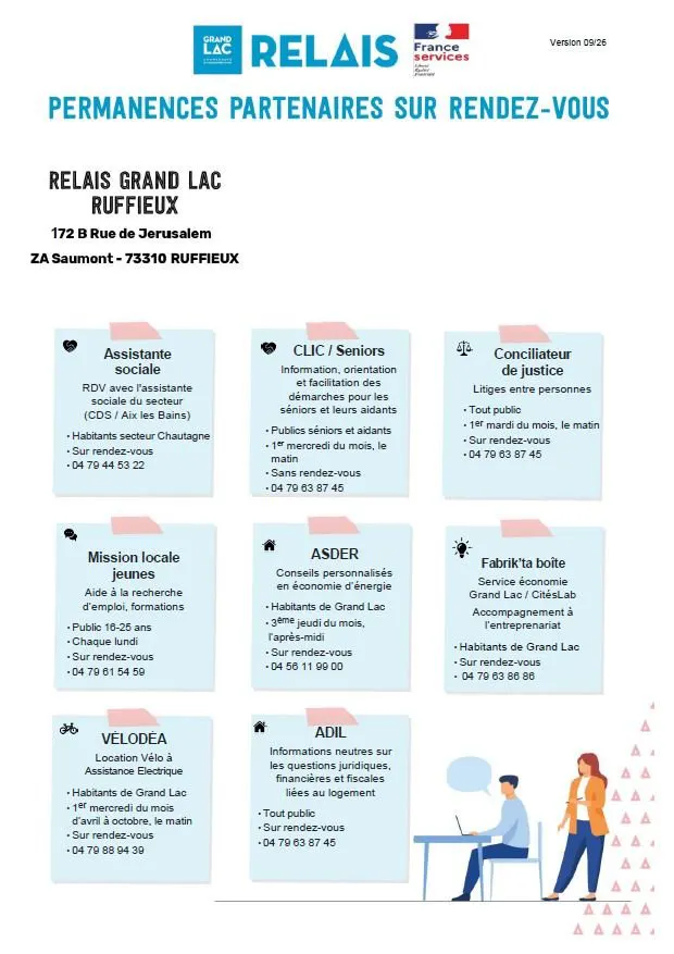 Récapitulatif des permanences au Relais Grand Lac de Ruffieux