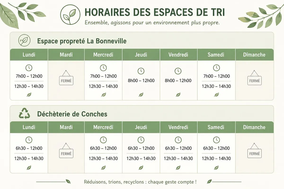 CANICULE / Les horaires de l'Espace Propreté de la Bonneville-sur-Iton et de la Déchetterie de Conches s'adaptent