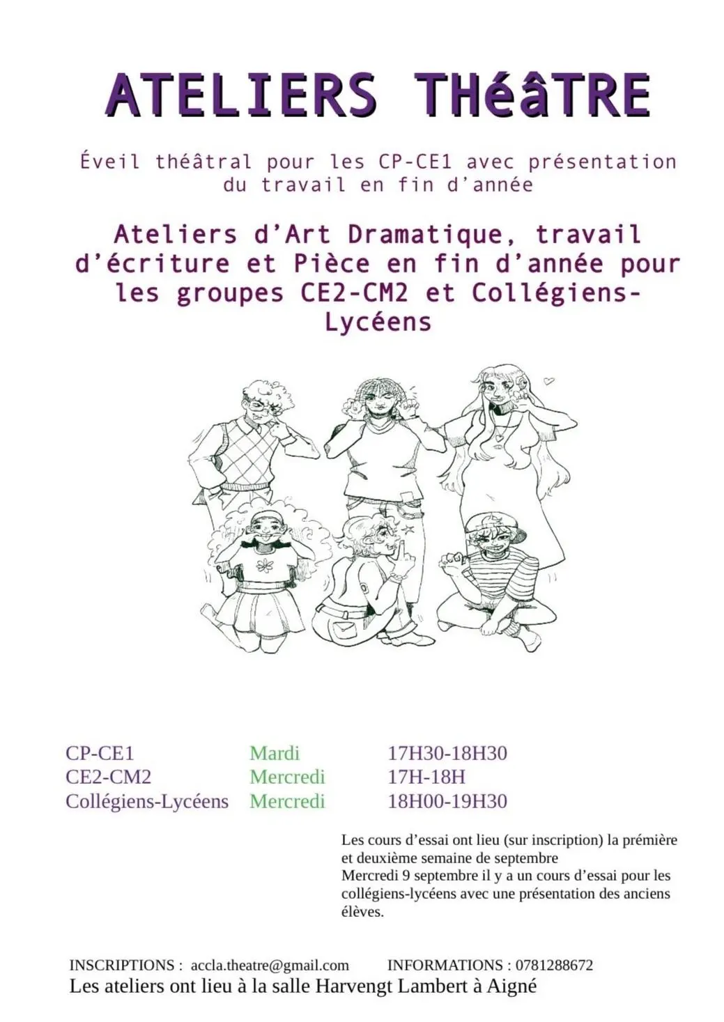 Inscriptions aux ateliers théâtre