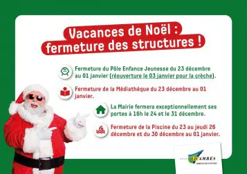 Vacances de Noël : fermeture des structures