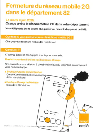 Fermeture du reseau mobile 2G dans le département 82