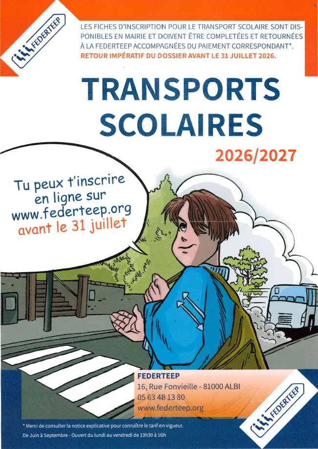 Inscription transports scolaires 2026-2027
