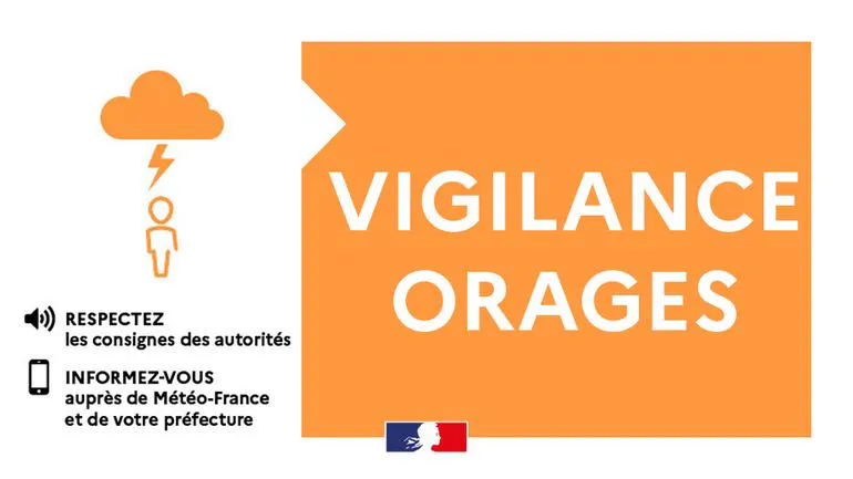 Vigilance Orange pour le phénomène "Orages"