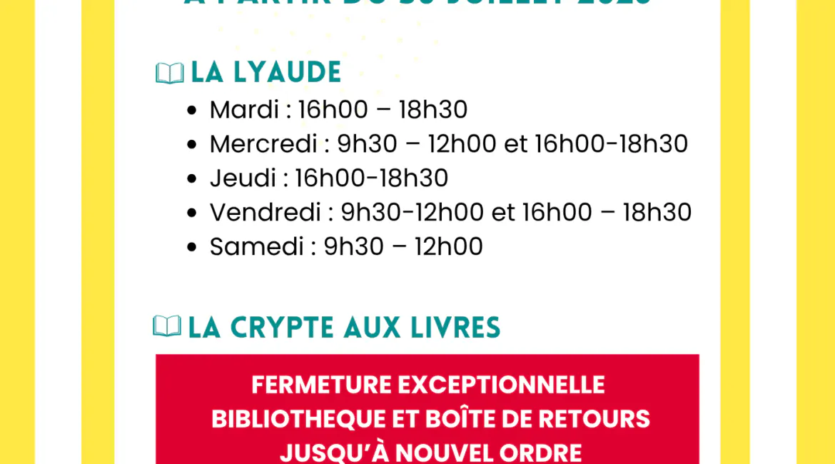 Fermeture exceptionnelle - Bibliothèque la Crypte aux Livres - Epagny Metz-Tessy