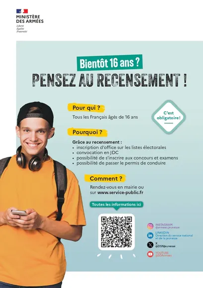 BIENTÔT 16 ANS ? PENSEZ AU RECENSEMENT !