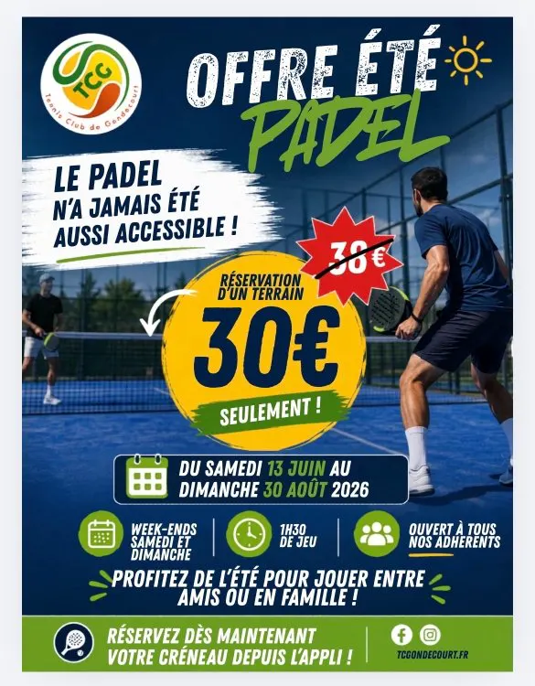 OFFRE ÉTÉ PADEL