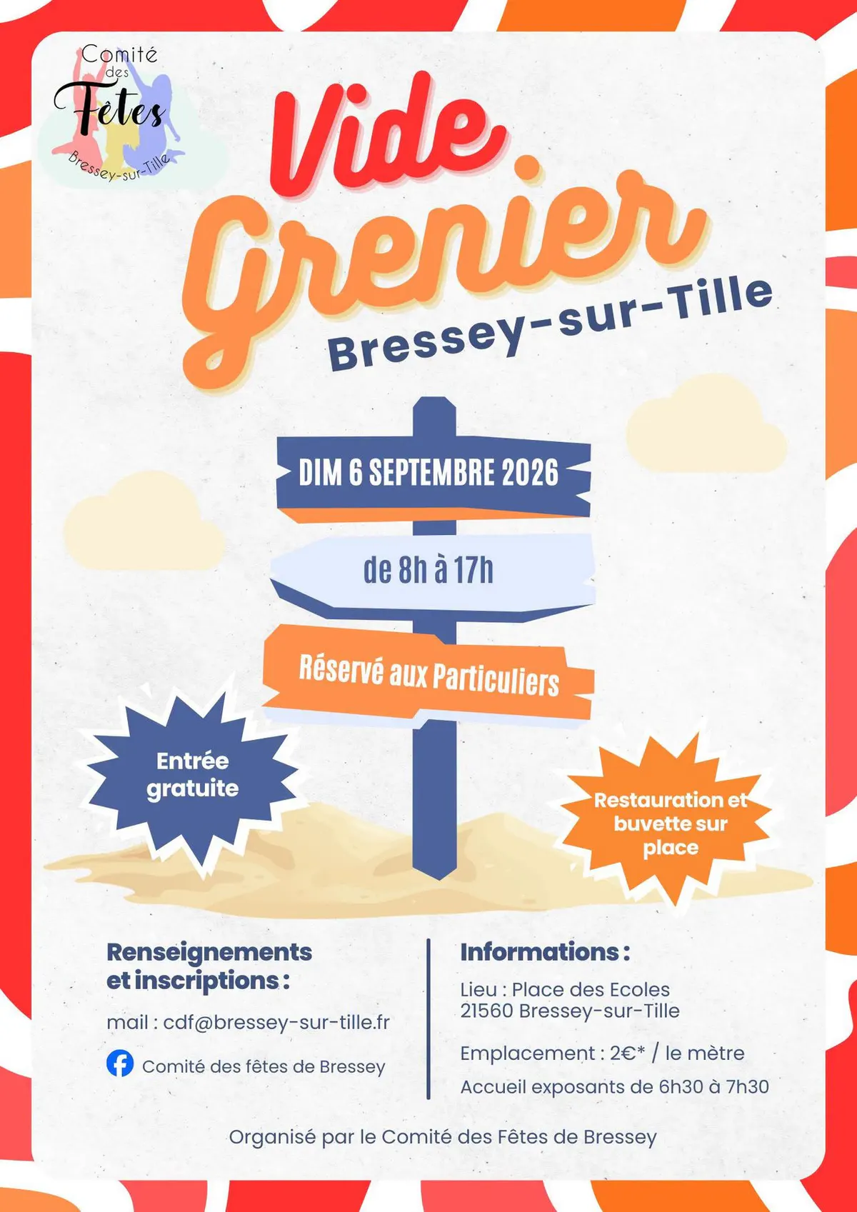 VIDE-GRENIER DU COMITE DES FÊTES DE BRESSEY-SUR-TILLE LE 6 SEPEMBRE 2026