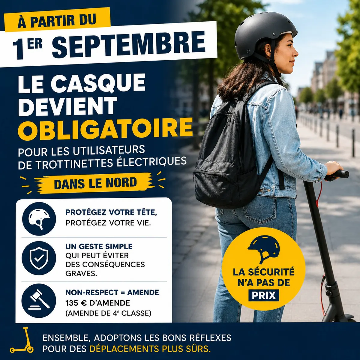 Casque obligatoire pour les trottinettes électriques !