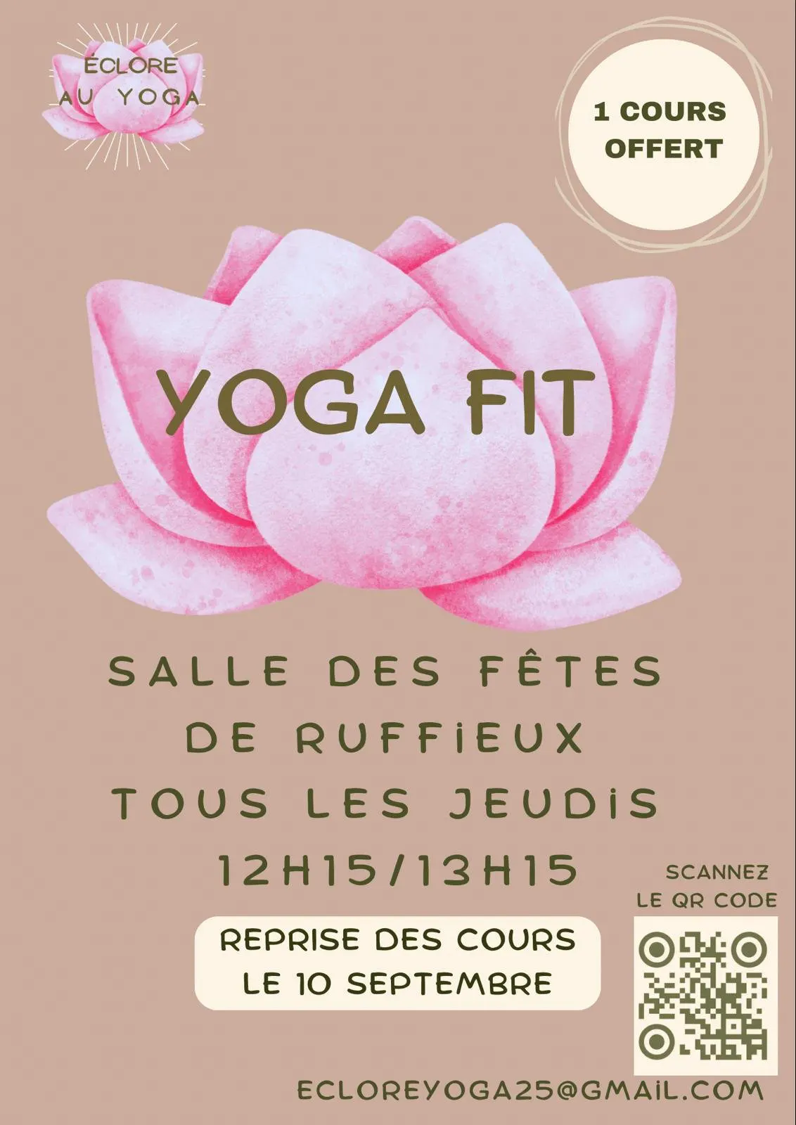 Cours de yoga fit le jeudi midi