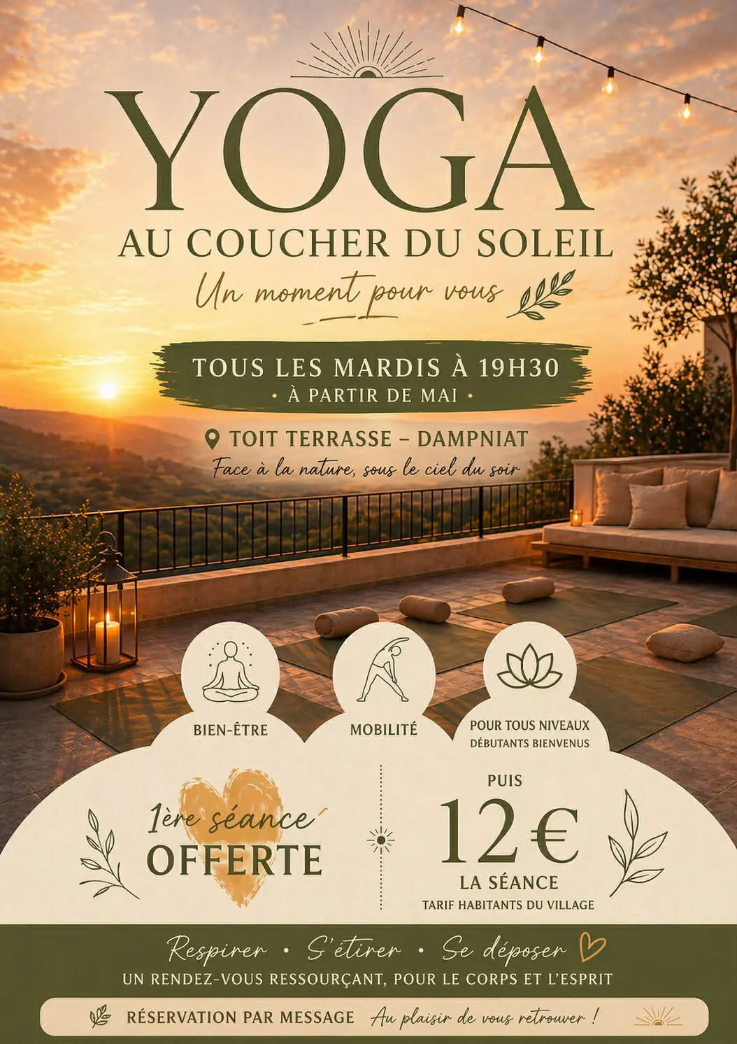YOGA AU COUCHER DU SOLEIL