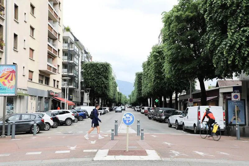 Travaux d'aménagement d'une piste cyclable transitoire sur l'avenue du Comte Vert à Chambéry