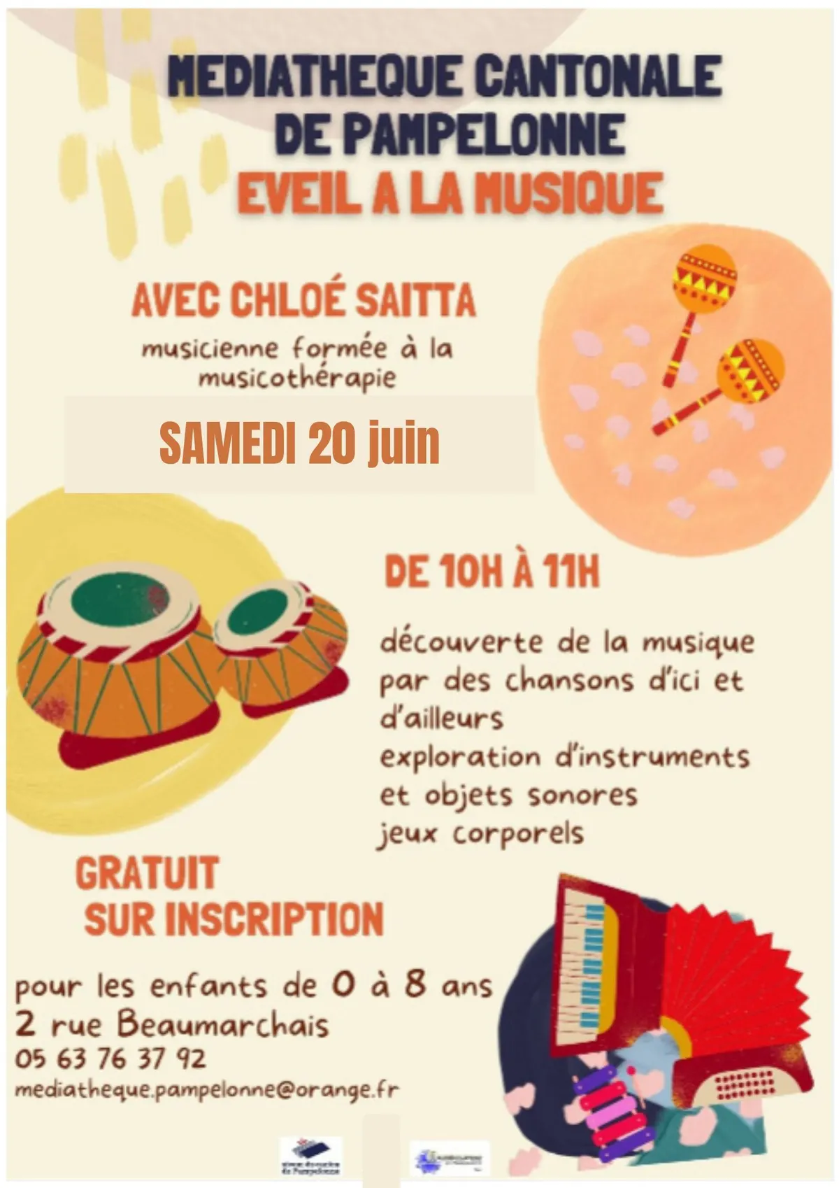 Eveil à la musique 20/06 10h Médiatheque