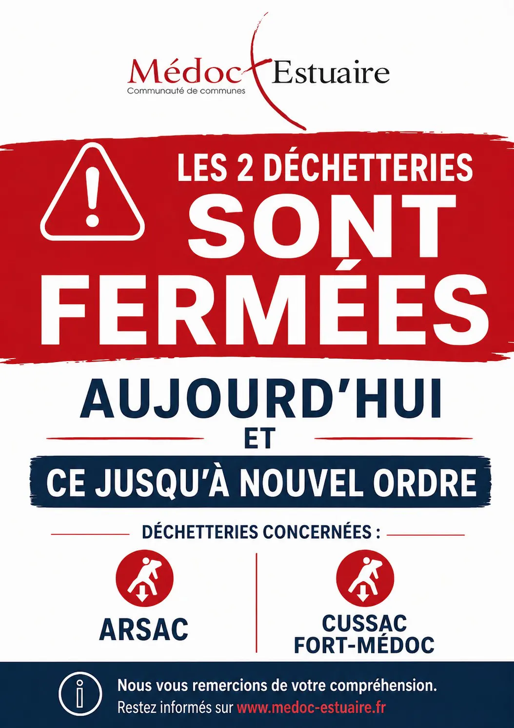 Fermeture Déchetteries Médoc-estuaire