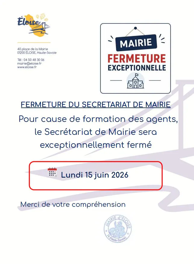 15 juin | Fermeture mairie