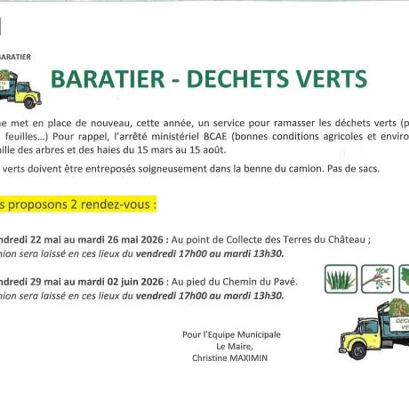DÉCHETS VERTS PRINTEMPS 2026 - 2 RENDEZ-VOUS