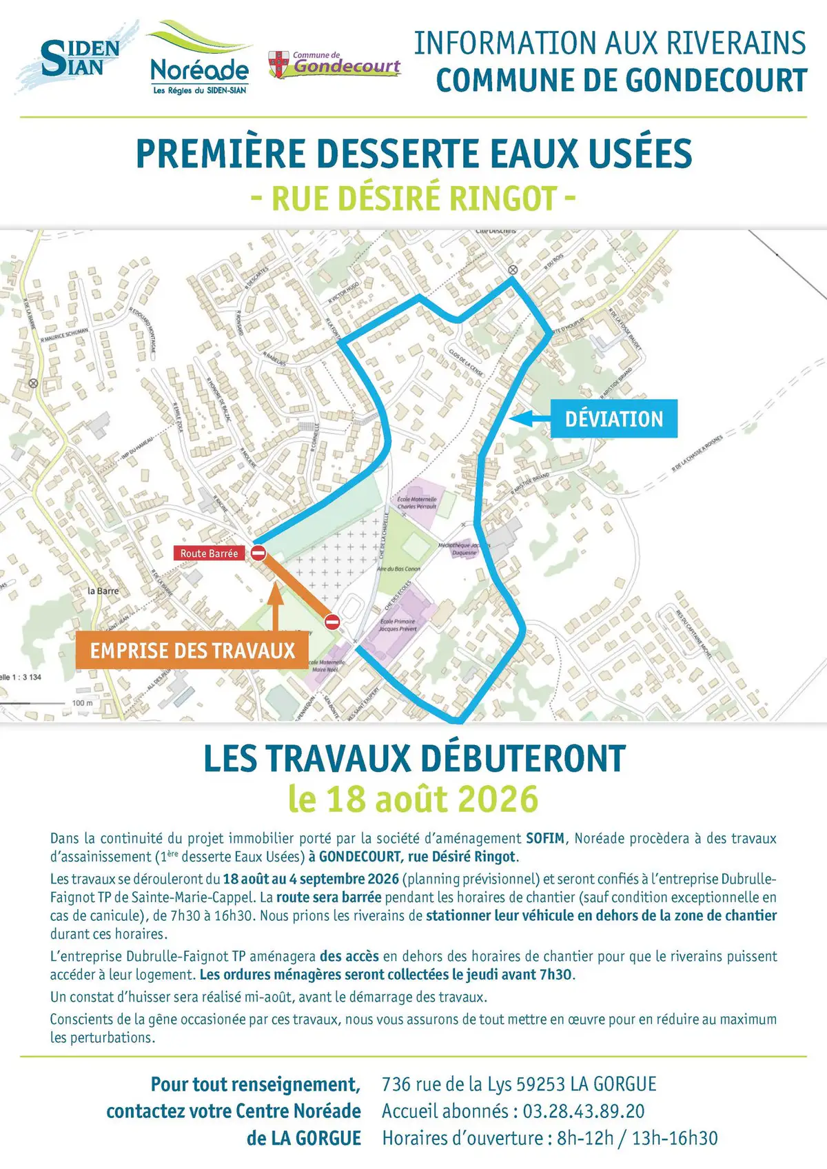🚧 INFORMATION TRAVAUX – RUE DÉSIRÉ RINGOT À GONDECOURT 🚧