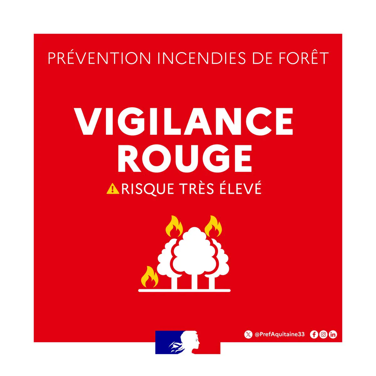 Feux de forêt | Vigilance ROUGE risque très élevée - Mairie d'Arsac