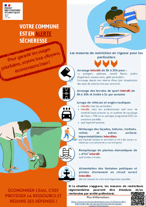 Sécheresse : Restriction des usages de l'eau potable