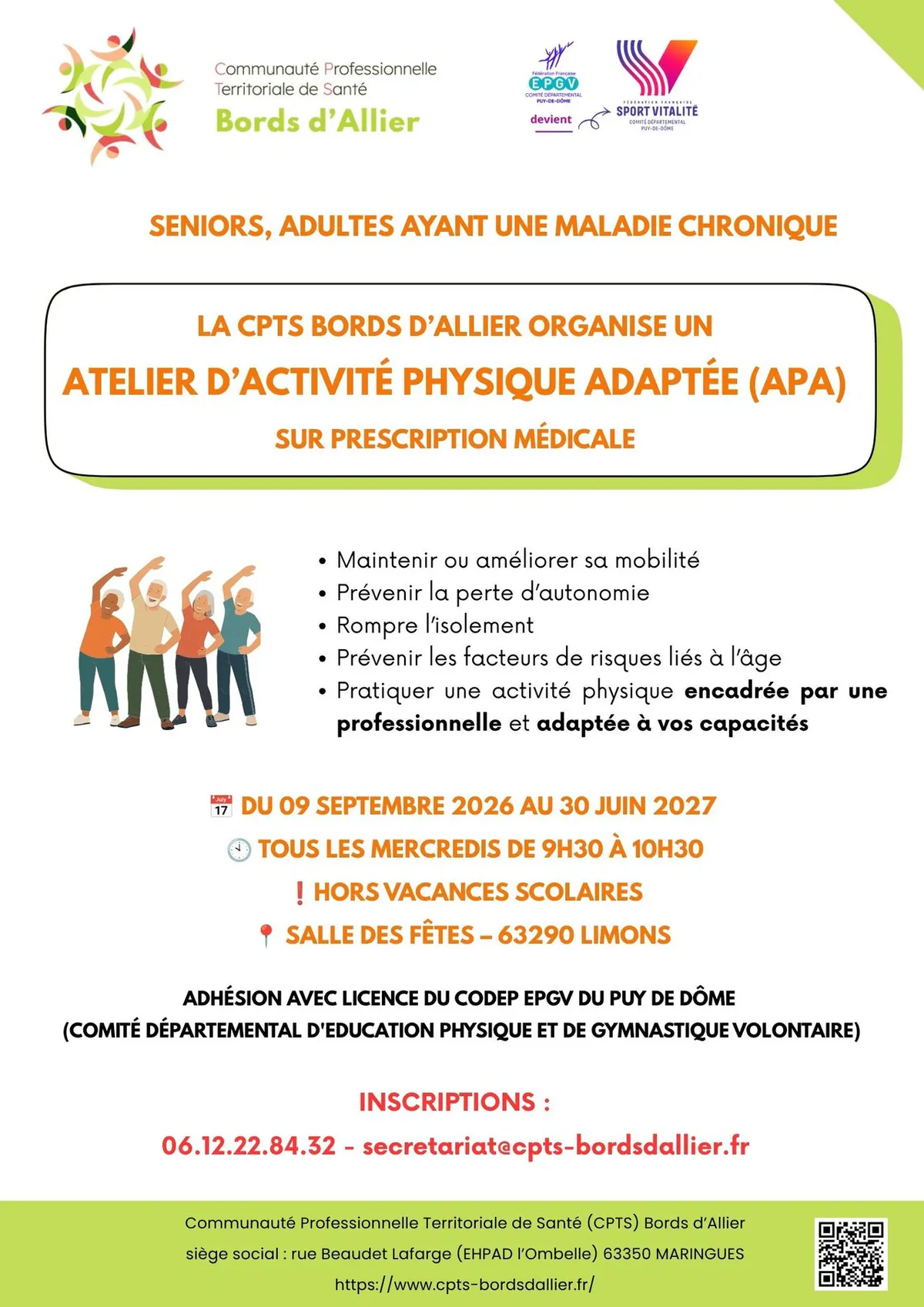 Atelier d'Activité Physique Adaptée (APA) à partir de septembre