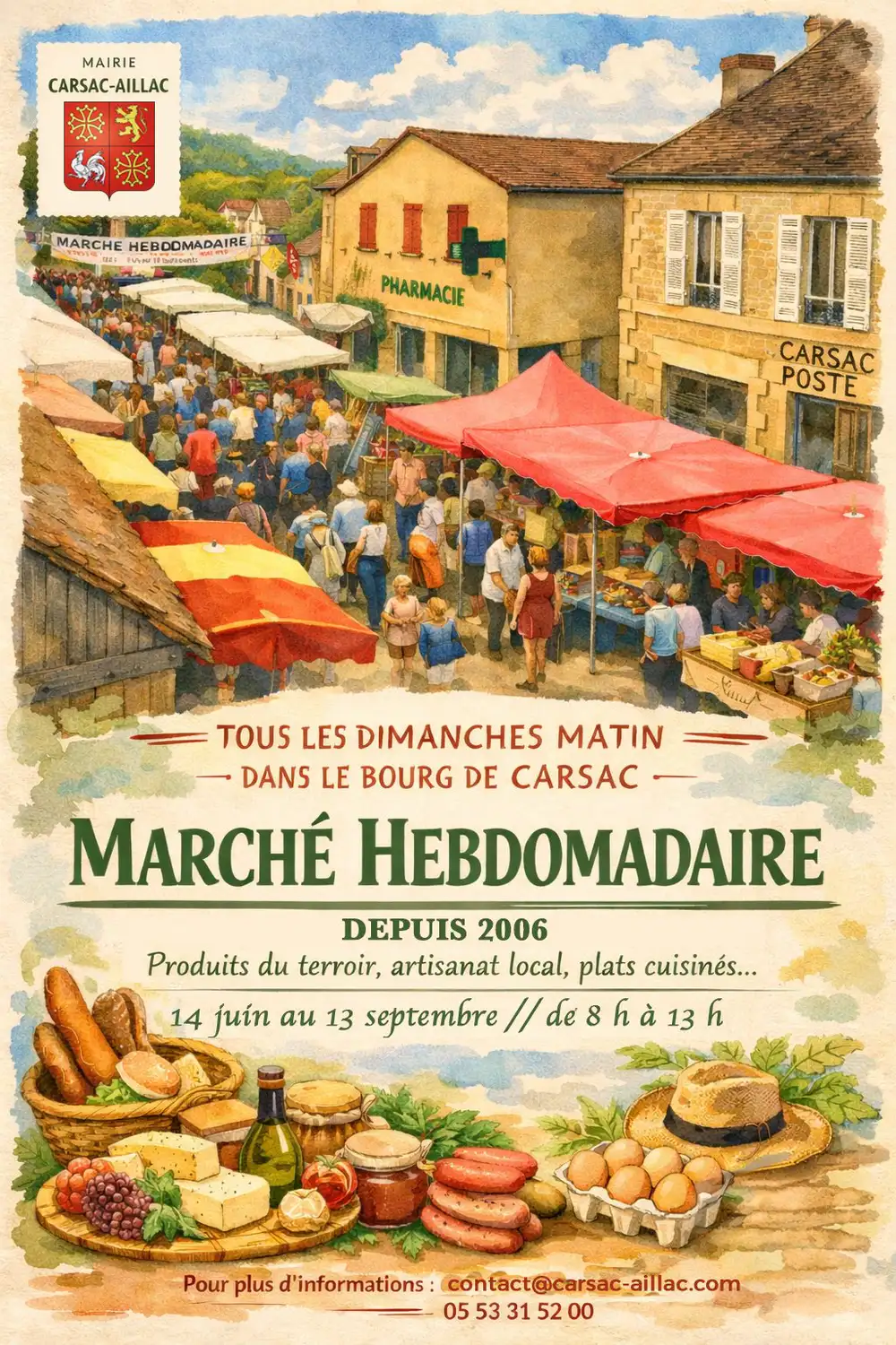 MARCHÉ HEBDOMADAIRE // DU 14 JUIN AU 13 SEPTEMBRE