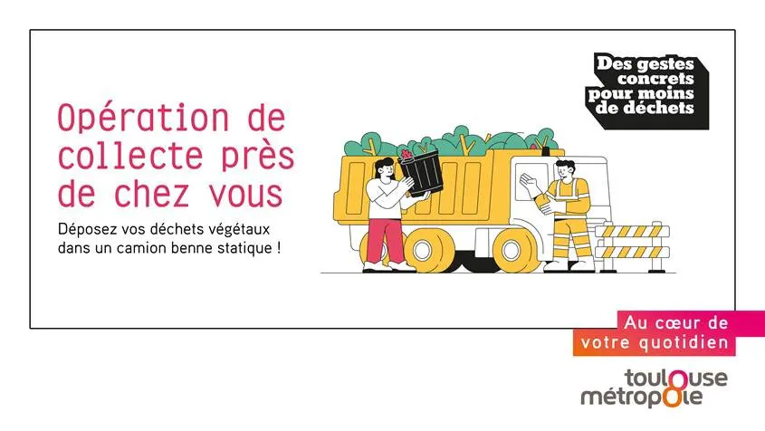 Opérations de collecte des déchets végétaux en benne statique à Beauzelle