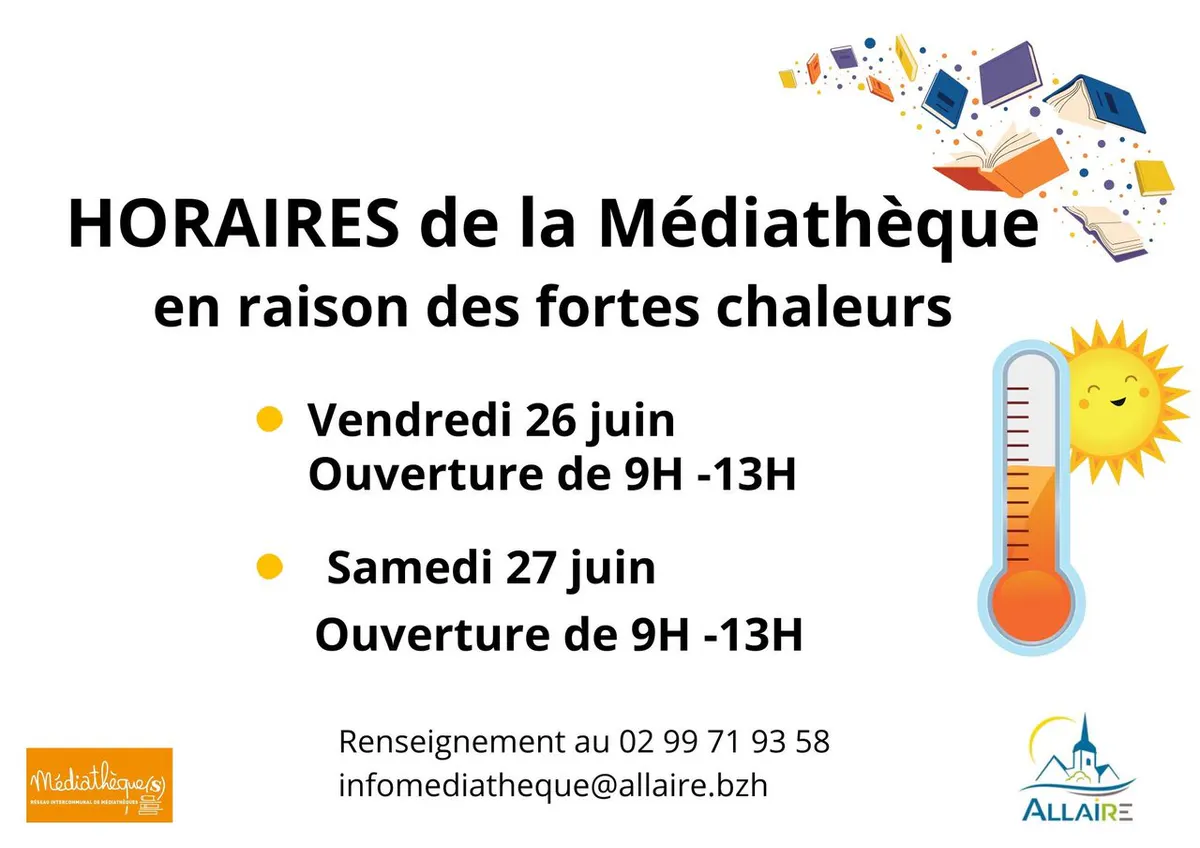 Modification horaires médiathèque