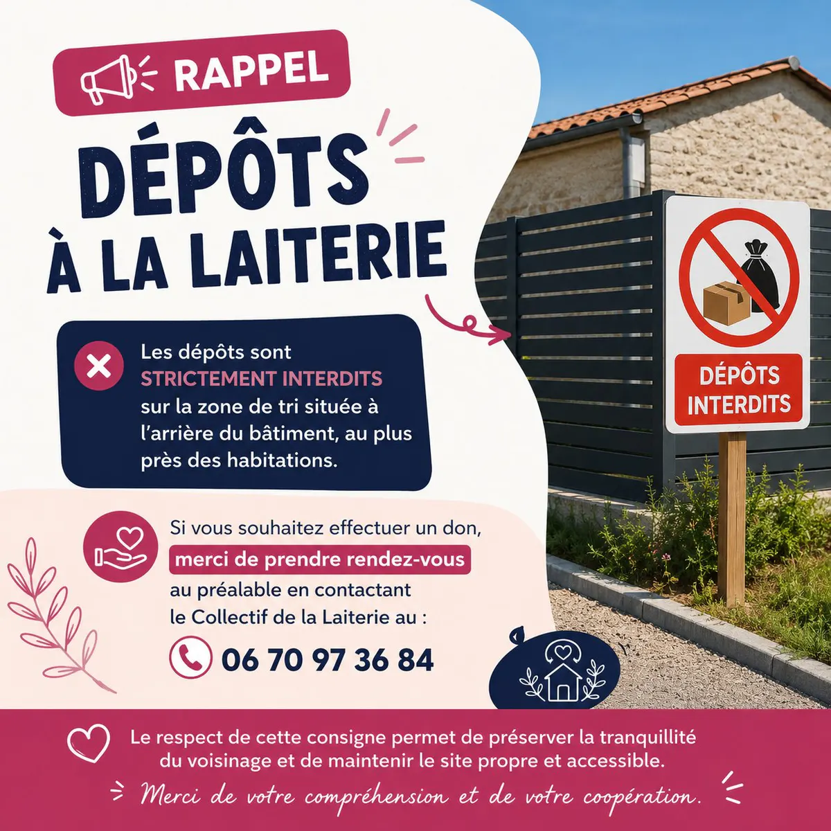 ⚠️ Rappel – Dépôts à la Laiterie