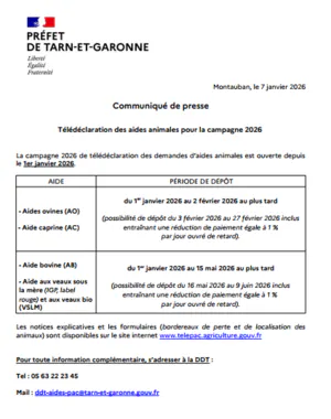 Télédéclaration des aides animales pour la campagne 2026