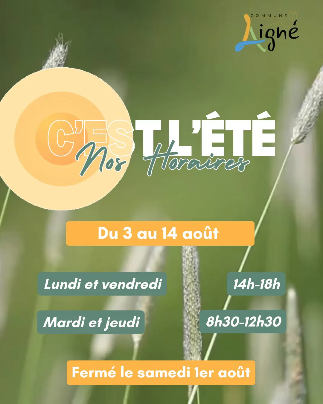 Horaires d'été à la mairie