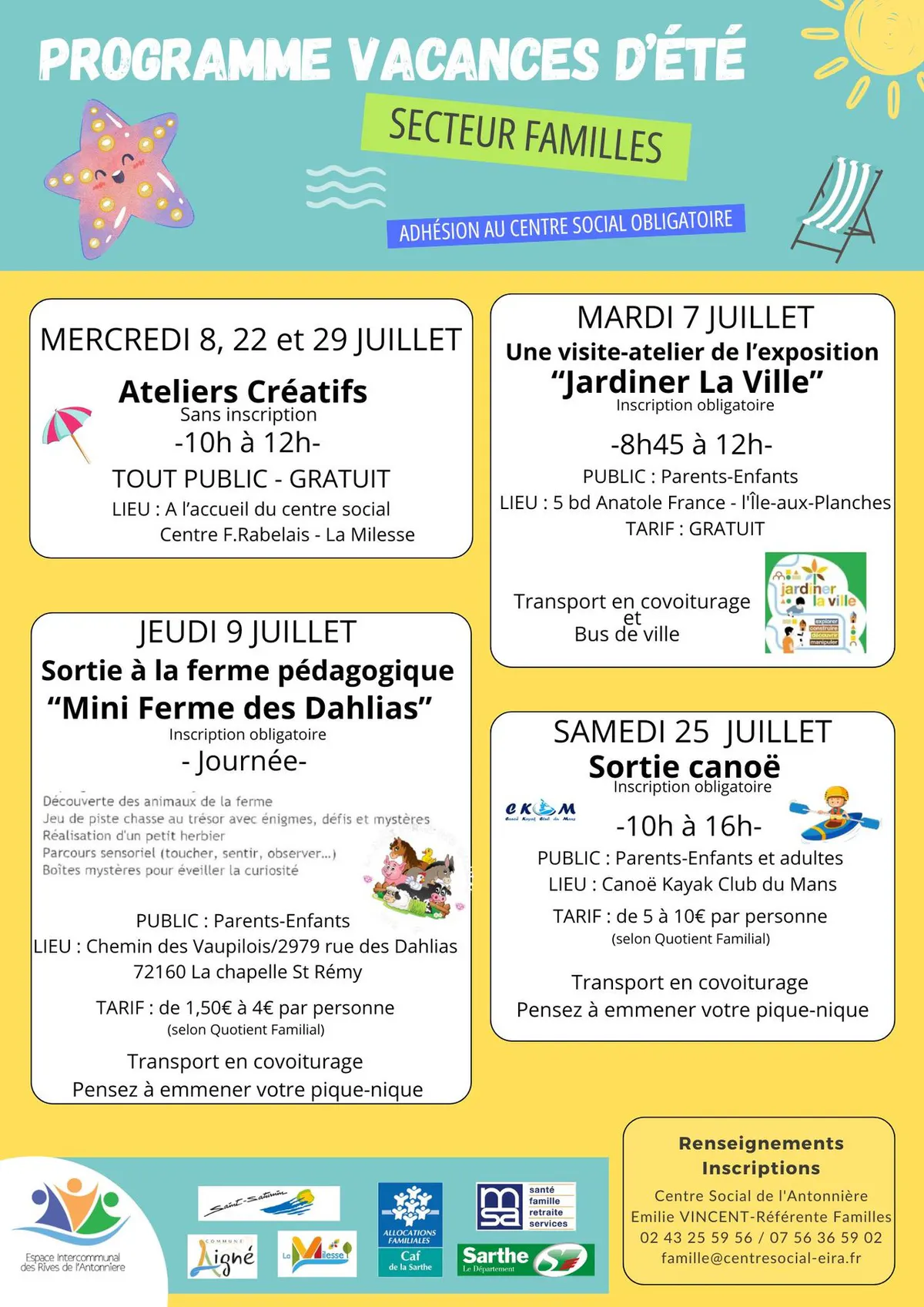 SECTEUR FAMILLES - Programme Vacances d'Été