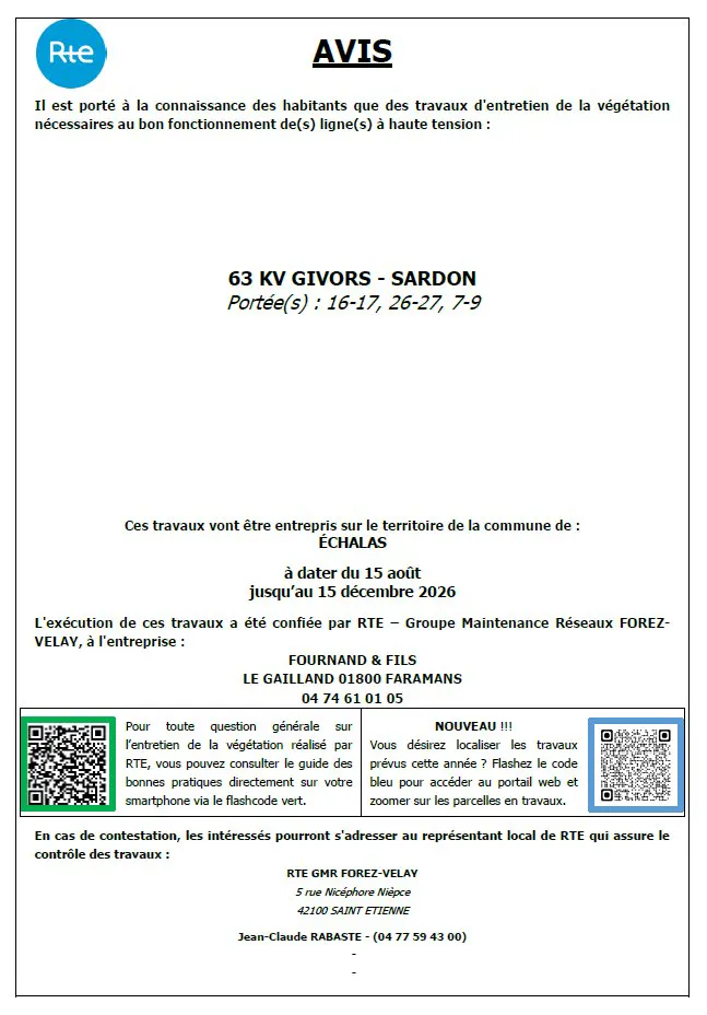 AVIS TRAVAUX D'ÉLAGAGE ET ABATTAGE