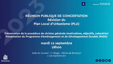 Réunion Publique de Concertation - Urbanisme
					
					
							Réunion Publique de Concertation - Urbanisme