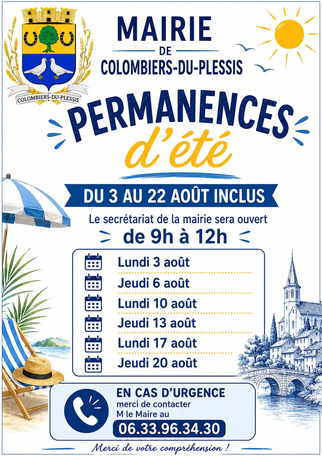 PERMANENCES SECRETARIAT MAIRIE PENDANT LES CONGES D'ETE