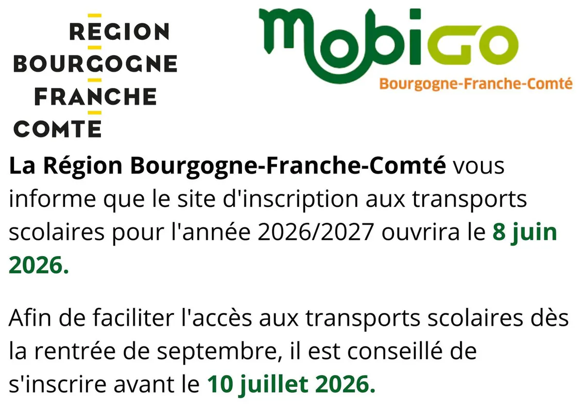 📢 Transports scolaires 2026/2027 – Ouverture des inscriptions