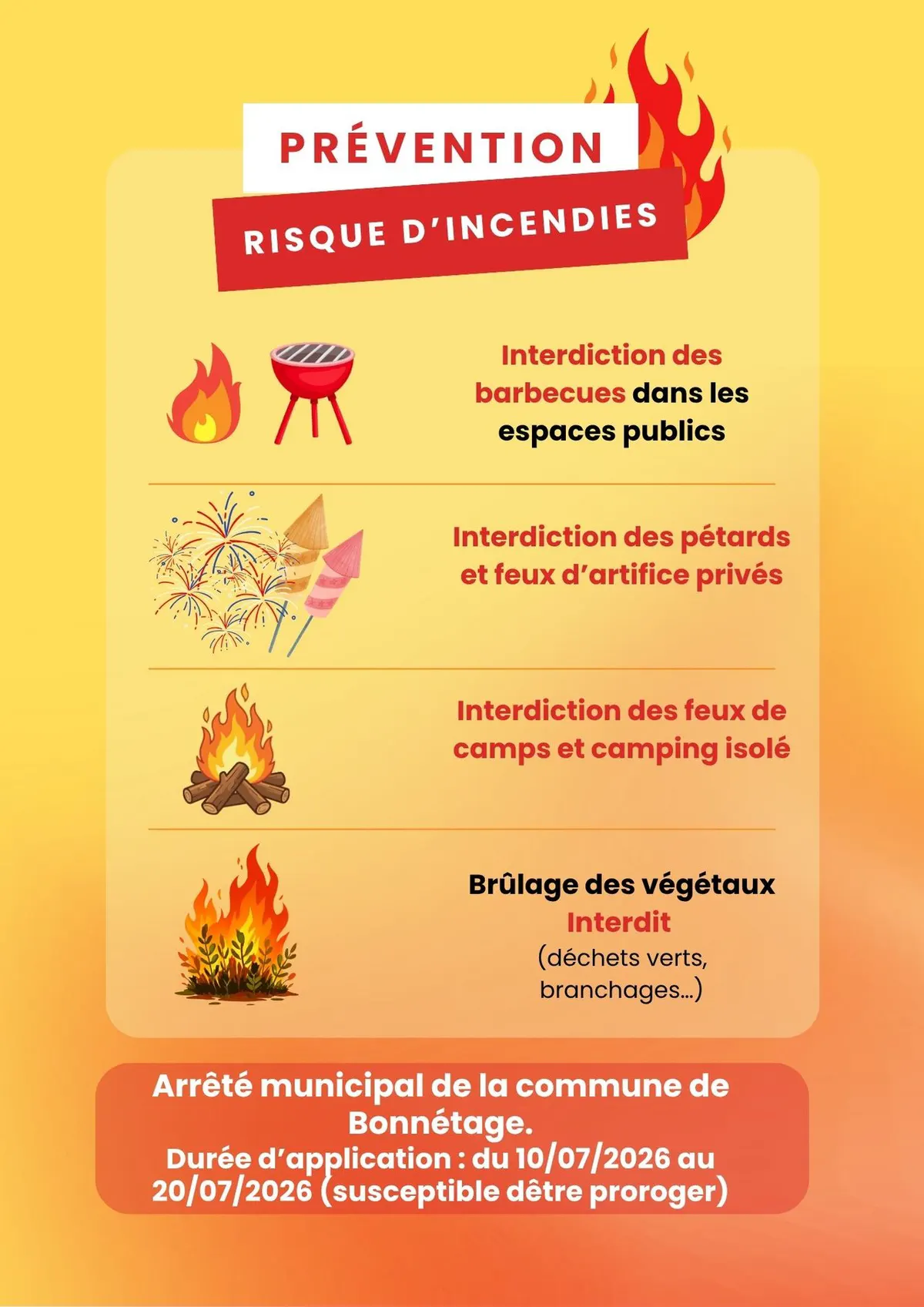 🔥 PRÉVENTION – RISQUE D'INCENDIES 🔥