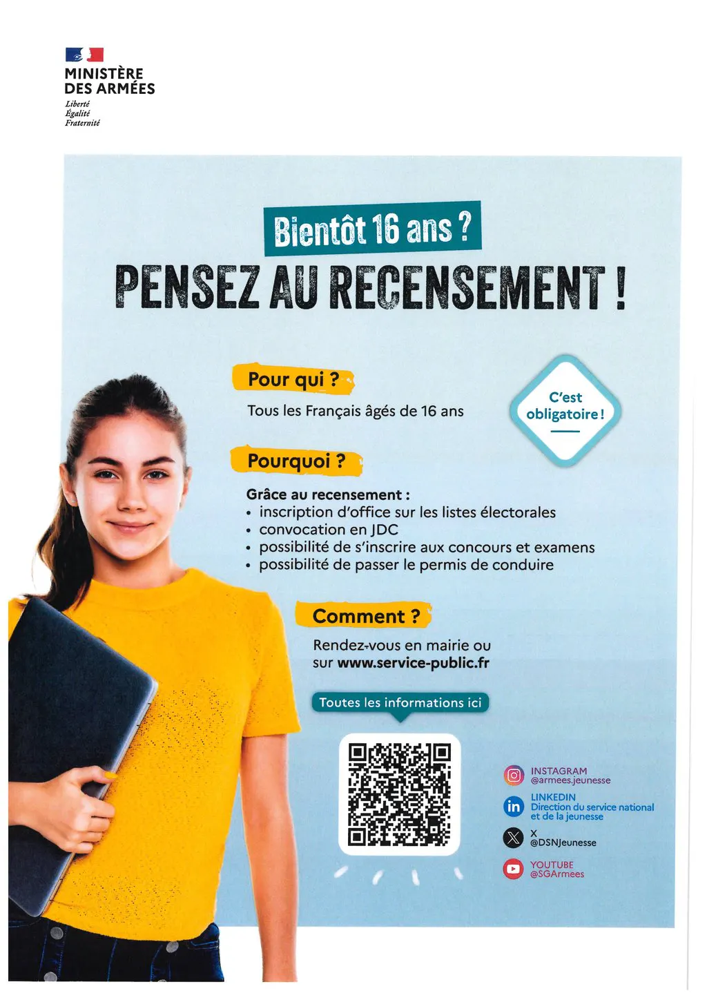 16 ANS ? PENSEZ AU RECENSEMENT CITOYEN