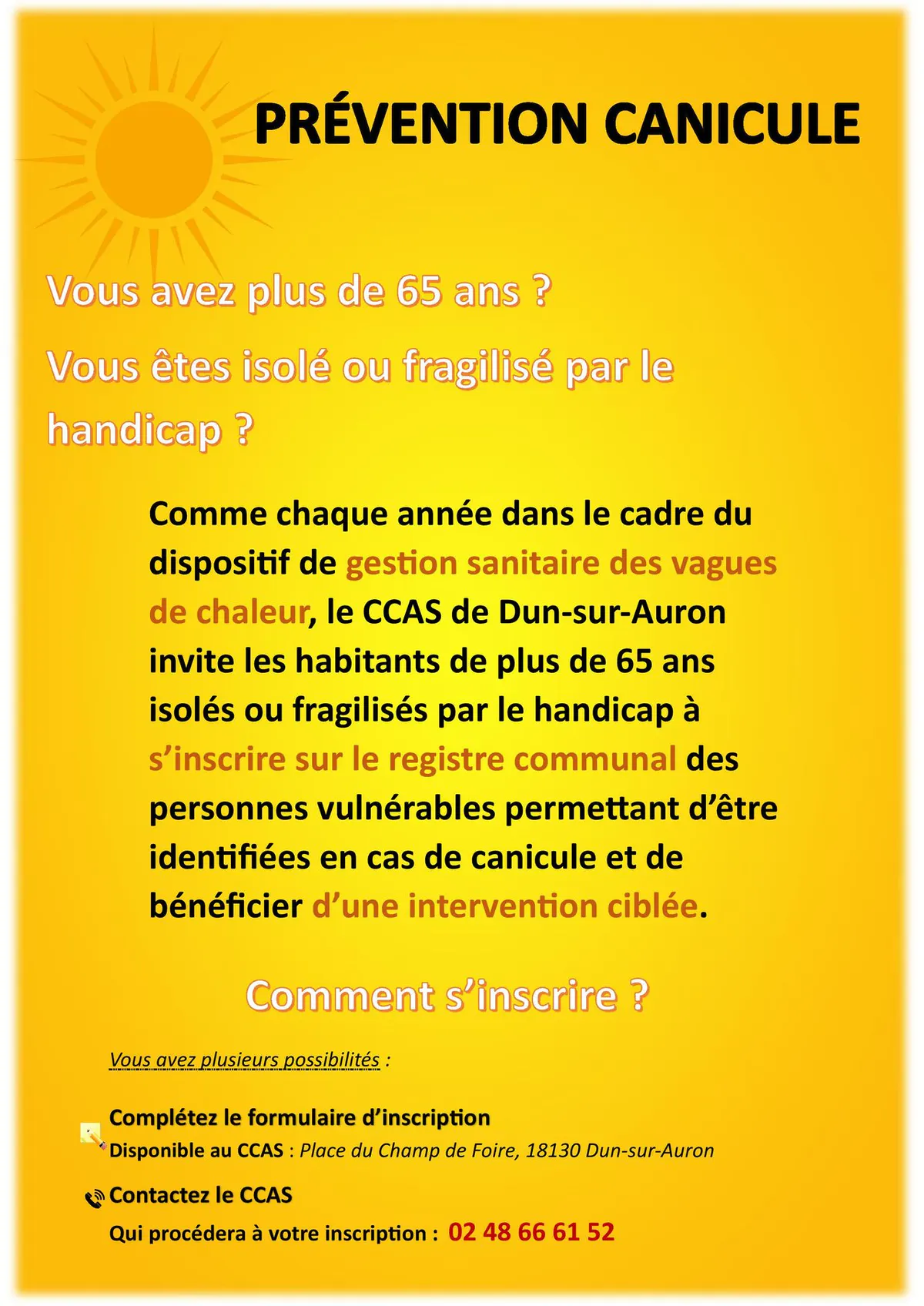 CCAS - Prévention Canicule : Recensement des personnes vulnérables