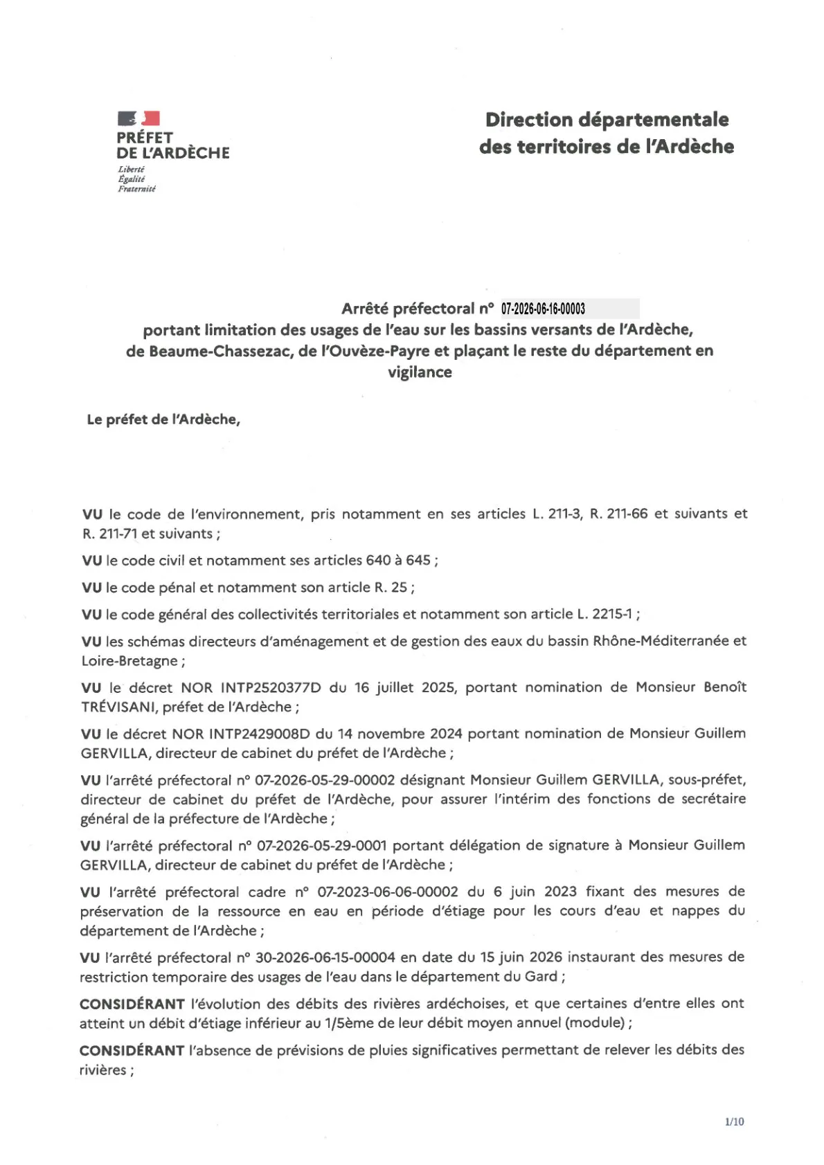 Sécheresse : premières mesures de restriction