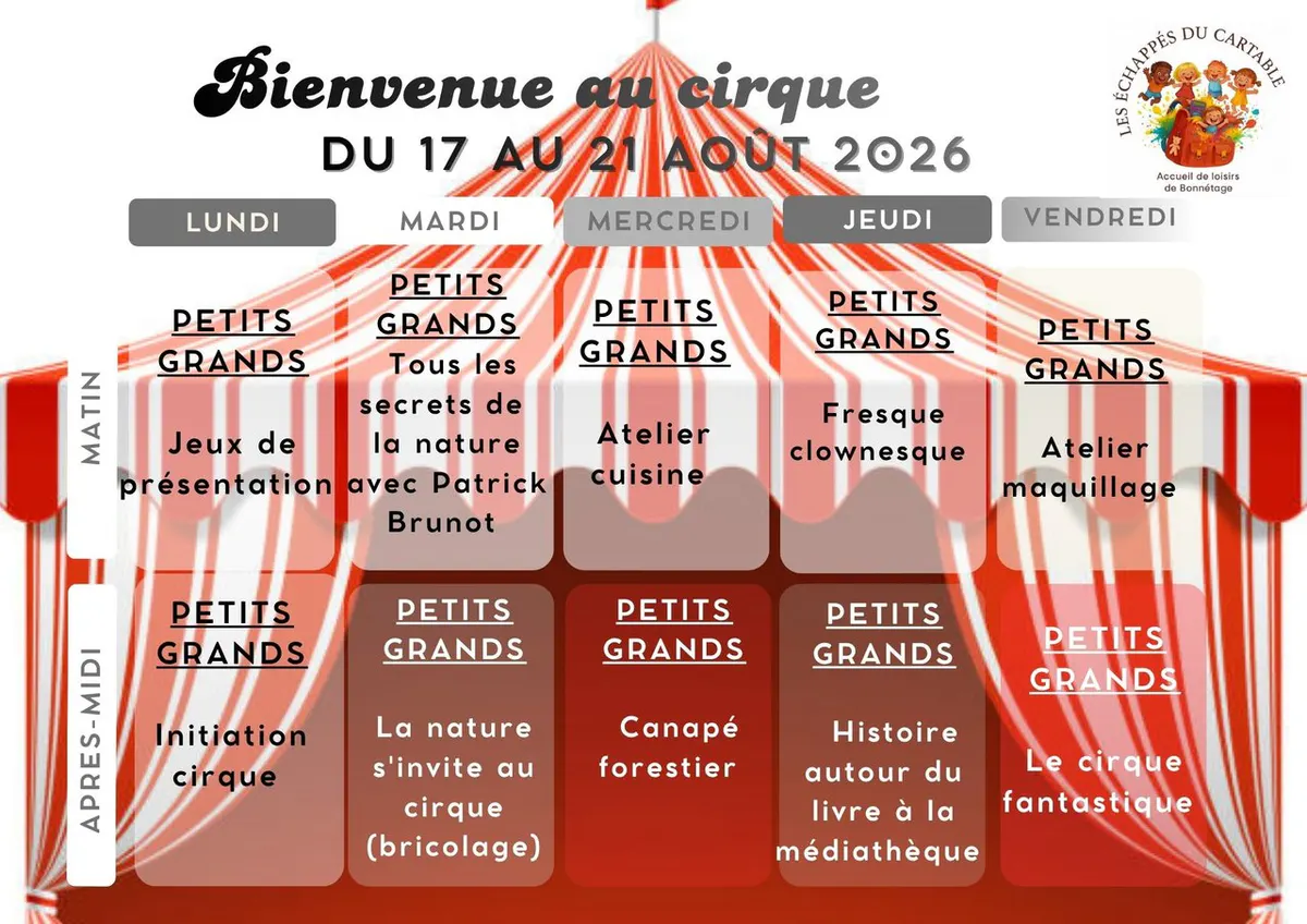 🎪 Programme accueil de loisirs du 17 au 21 août 🤹✨