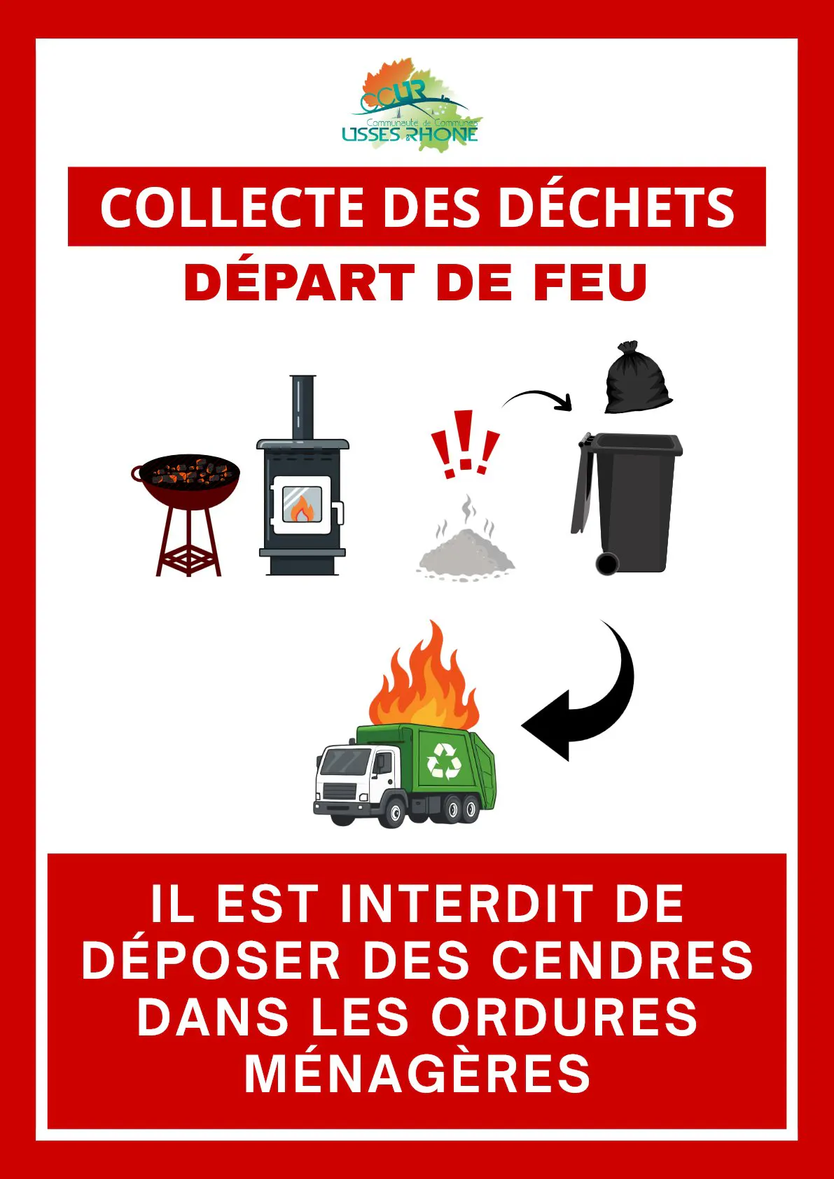 Interdiction de déposer des cendres dans les ordures ménagères