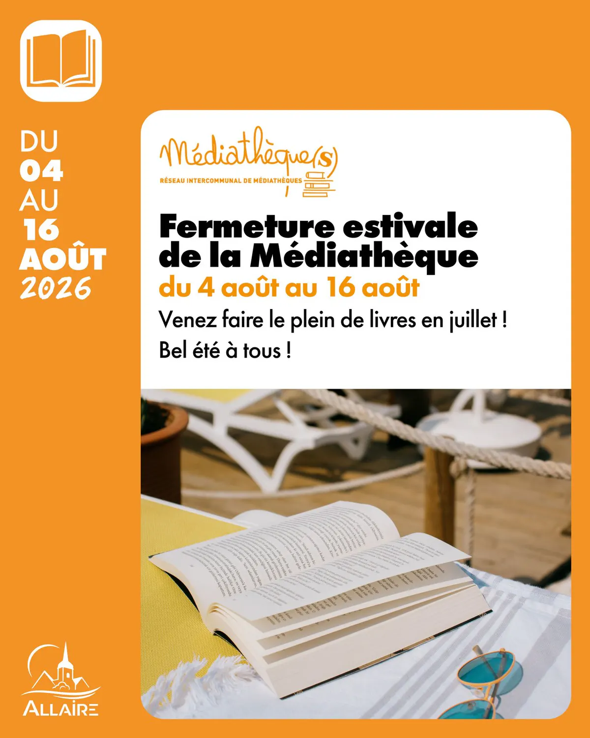 Fermeture estivale de la Médiathèque