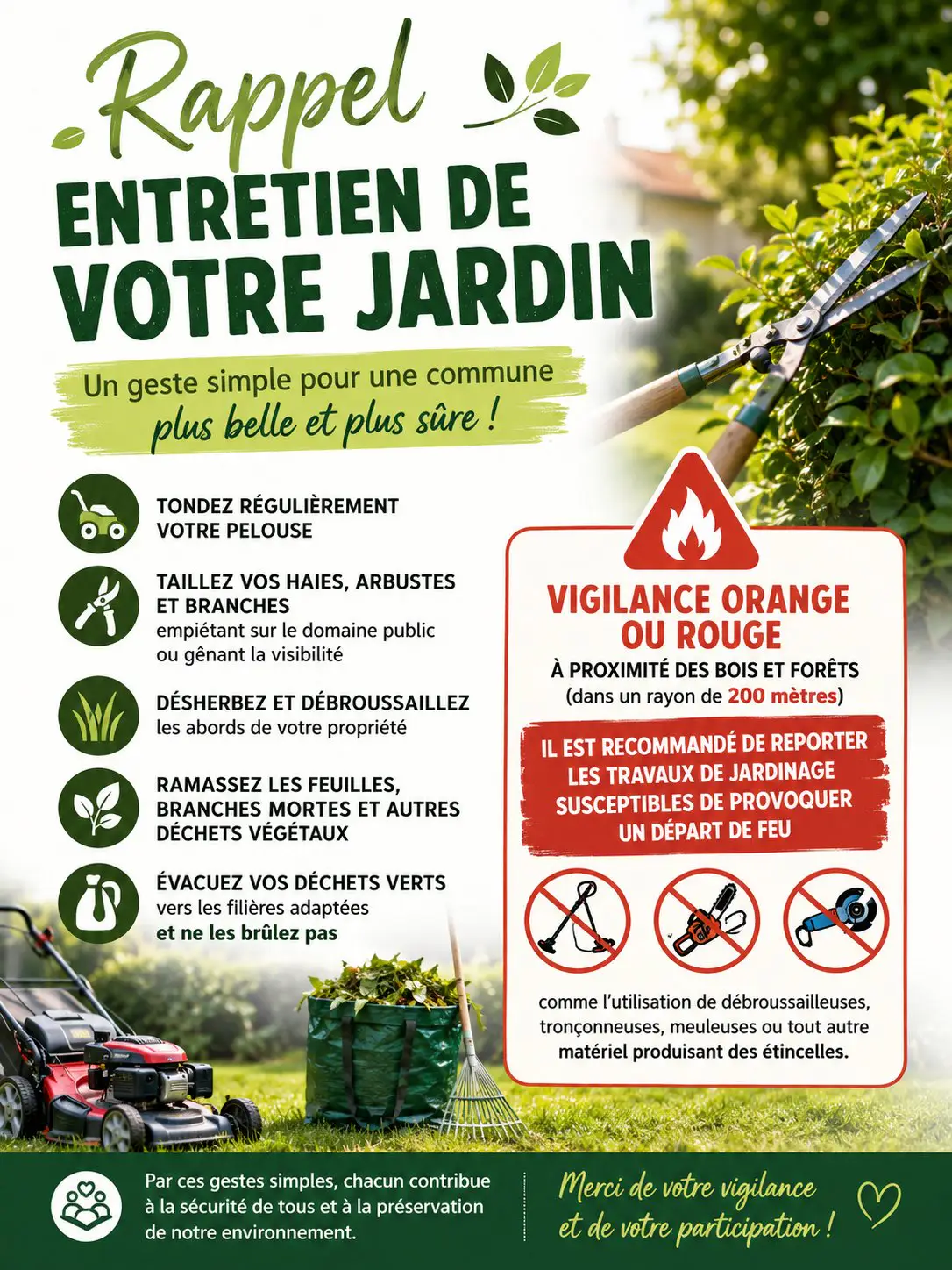 Rappel – Entretenez votre jardin