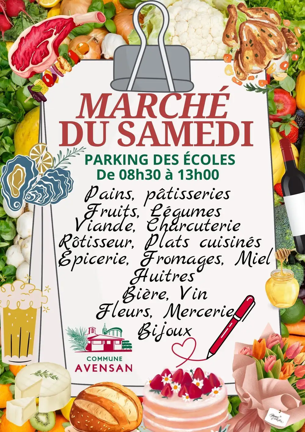 ☀️ Samedi matin, venez retrouver le sourire et la convivialité sur votre marché d’Avensan ! 🧺