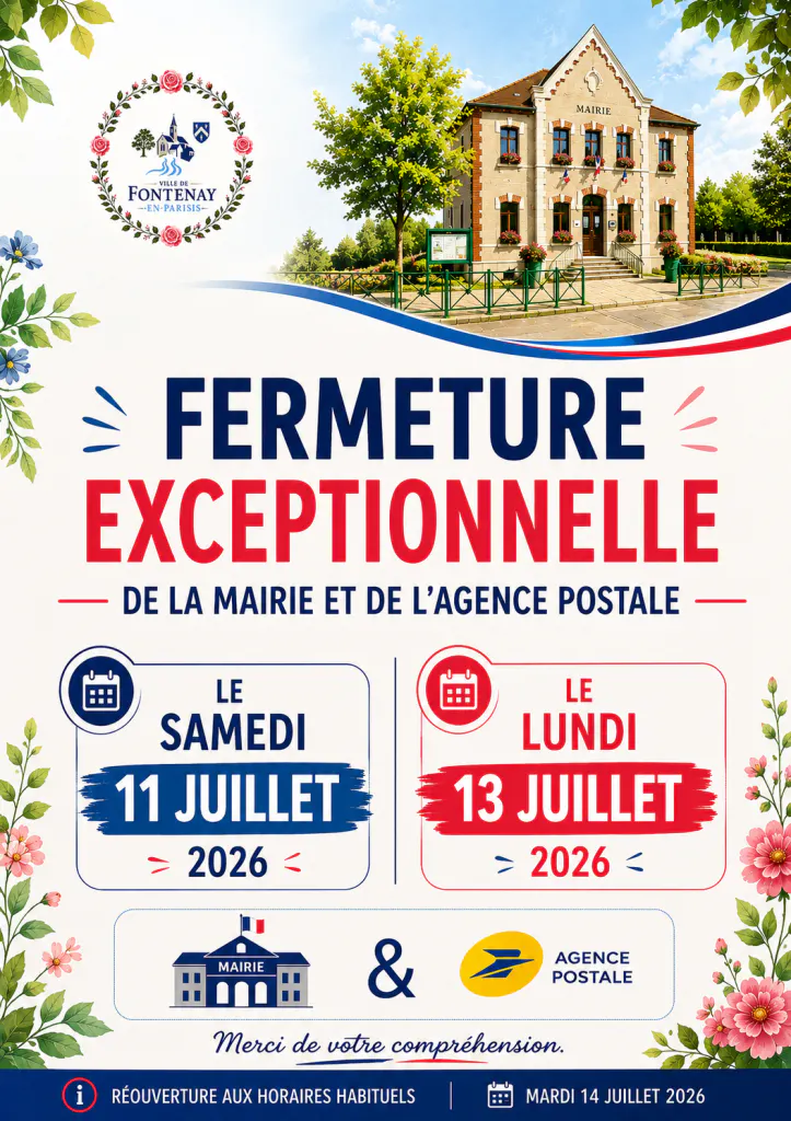 Fermeture de la mairie et de l’agence postale les 11 et 13 juillet 2026