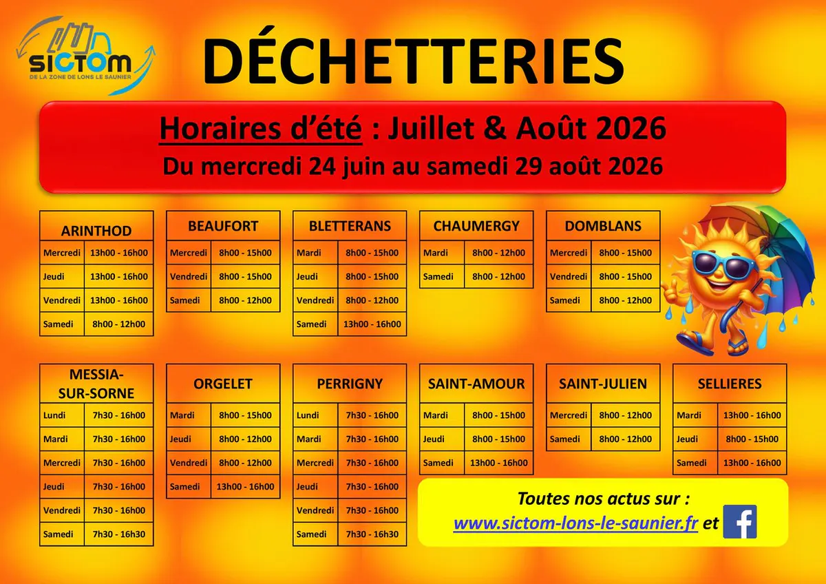 Déchetteries : horaires d'été avancés au 24 juin 2026