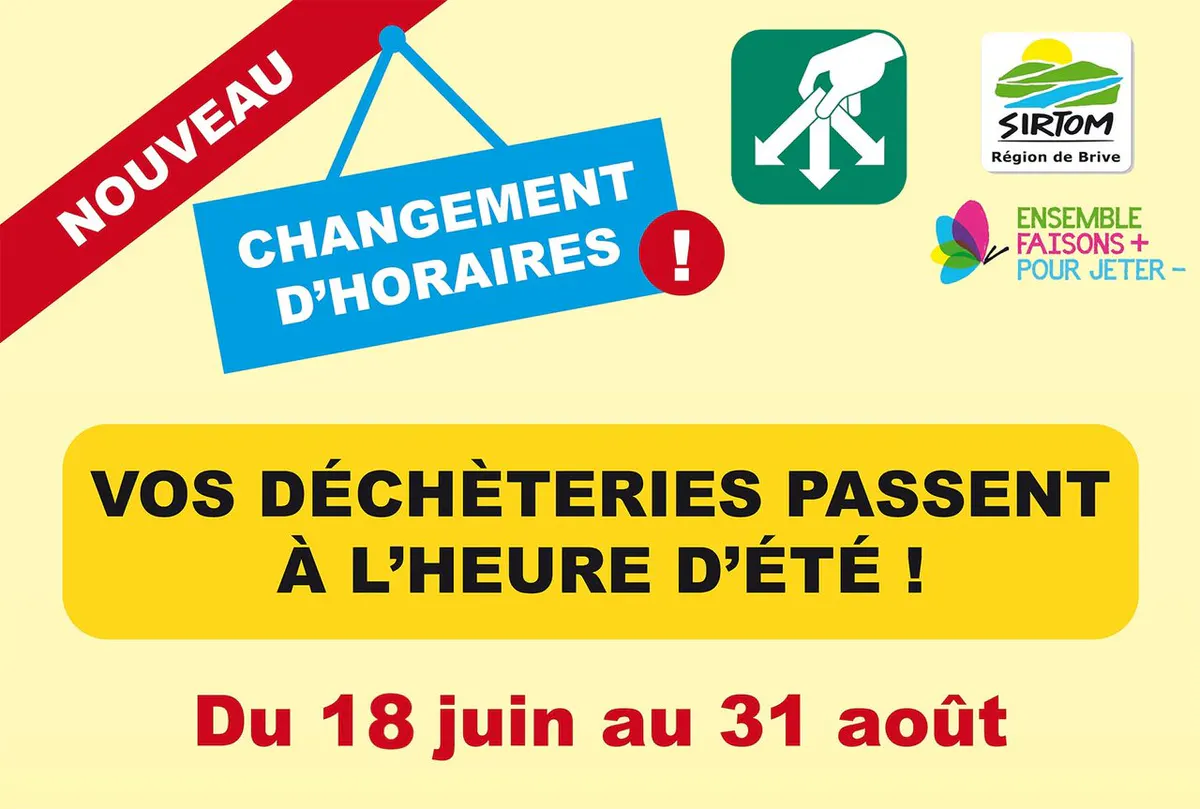 Déchèterie : Nouveaux horaires du 18 juin au 31 août