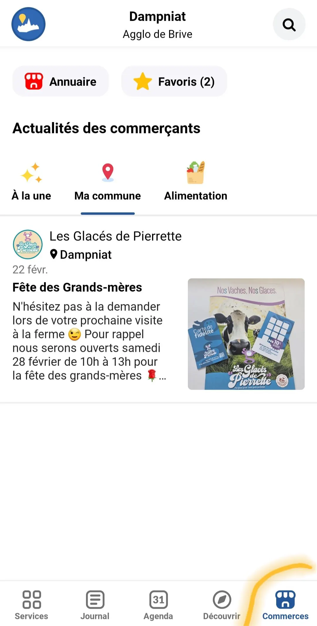 Cliquez aussi sur "Commerces"