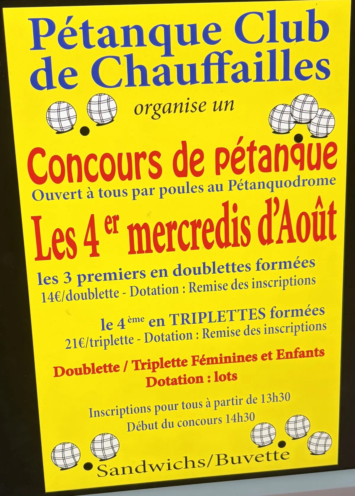 Concours de pétanque du mois d'août